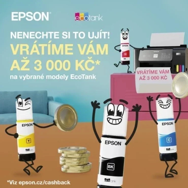 Cashback na tlačiarne Epson - akcia pokračuje
