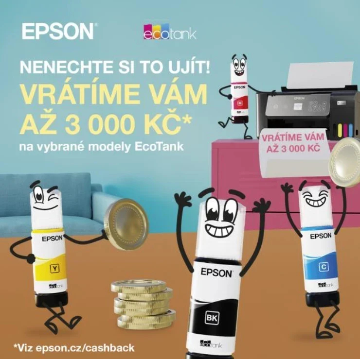 Cashback na tlačiarne Epson - ušetrite až 120 EUR