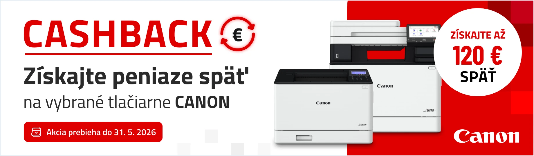 Cashback na tlačiarne Canon